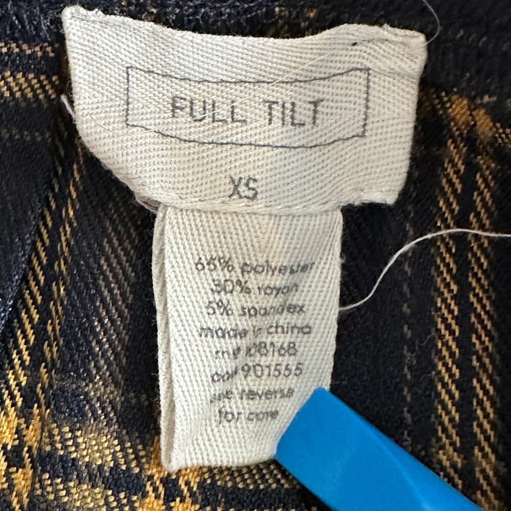 Full Tilt Plaid Pleated Mini Skirt XS Black Yellow Preppy Schoolgirl Academia - Picture 6 of 8